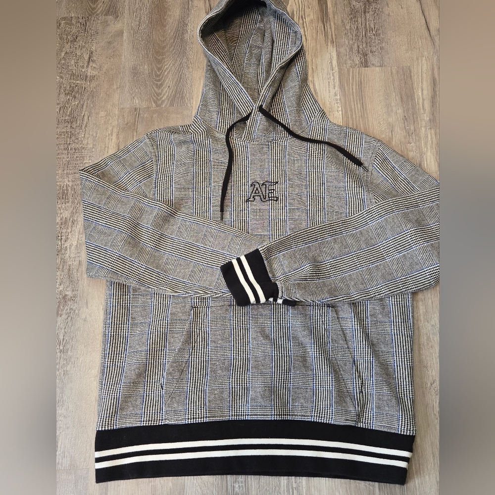 American Eagle Houndstooth Sz M Men's Hoodie. Blue N Black. Lnwot.
